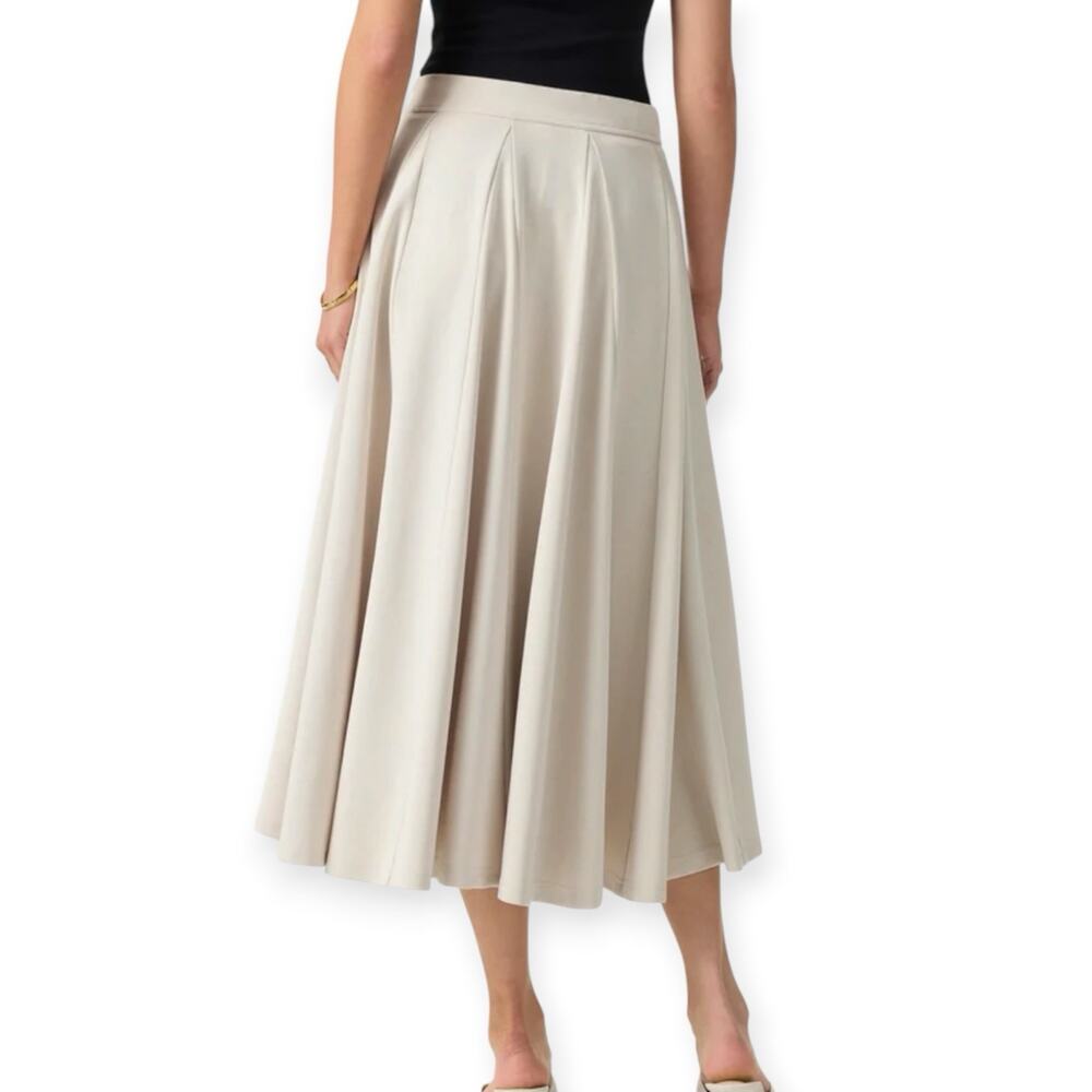 NWT OGL Sandwashed Lyocell Blend Volume Skirt Size Medium Fog Beige Pockets - Picture 3 of 9